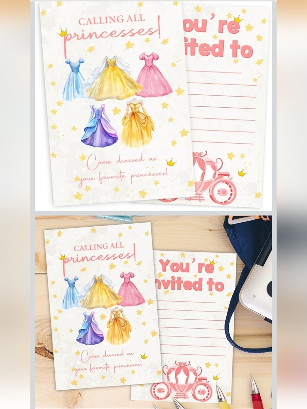 Princess Birthday Party Invitations, Fairy Tale Themed Party Invitations QTY 30